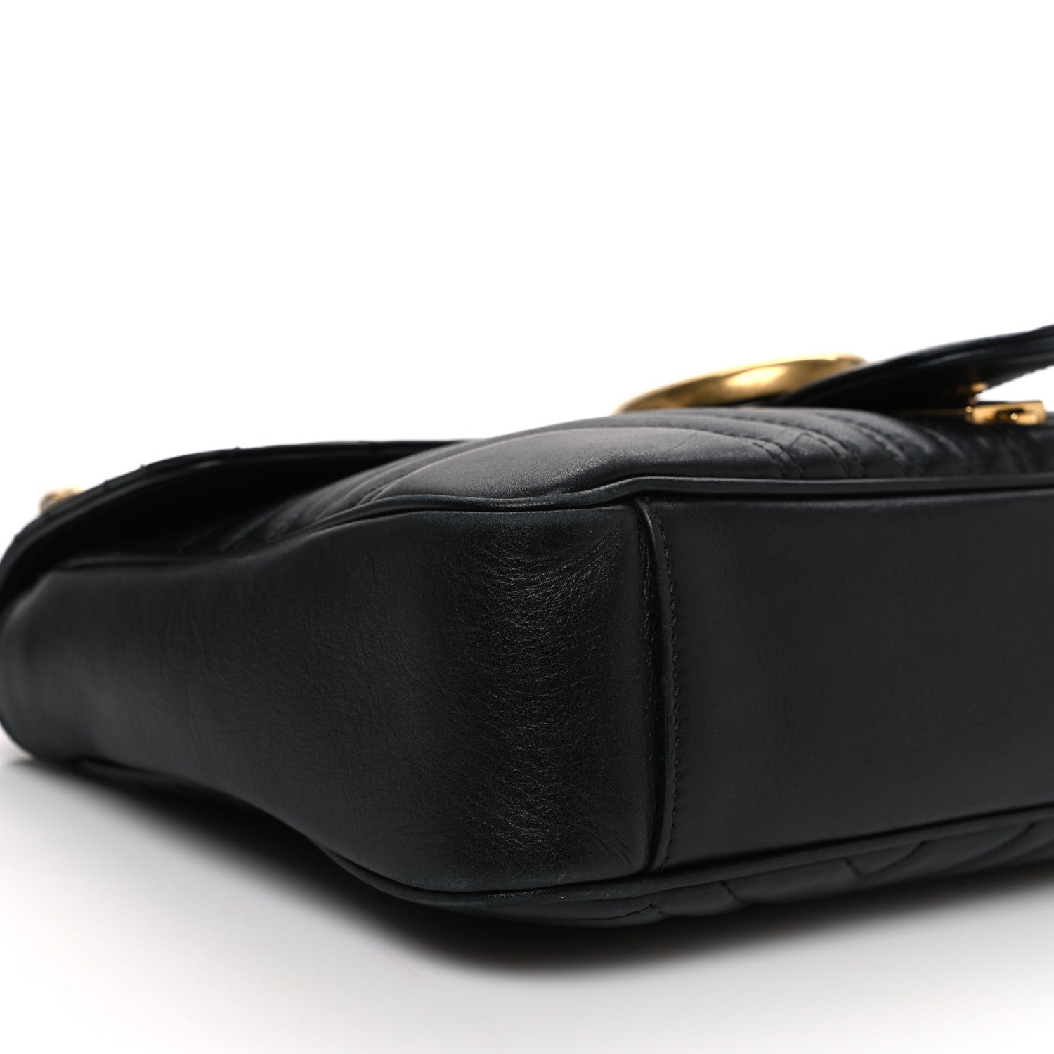 Gucci Calfskin Matelasse Medium GG Marmont Shoulder Bag Black 9 of 12