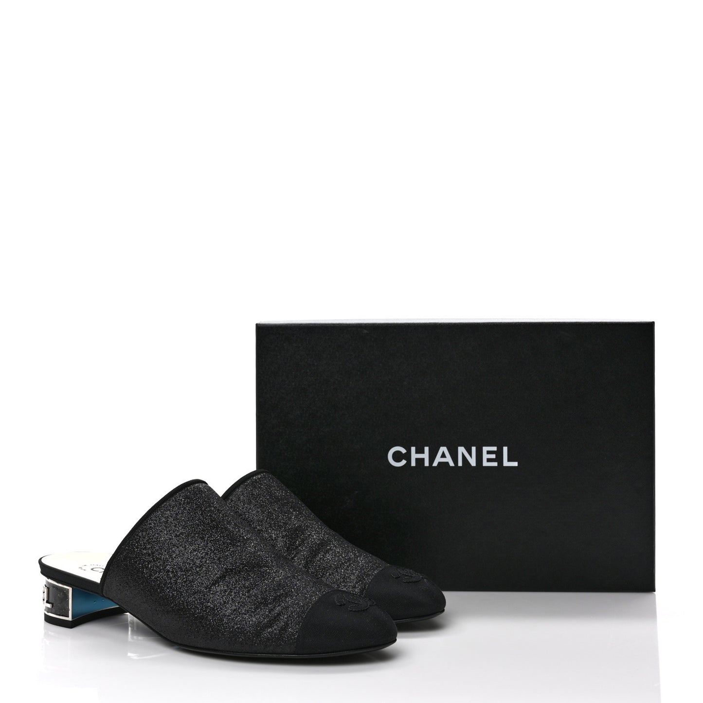 Fabric Glitter Cap Toe Logo Pumps 40 Black