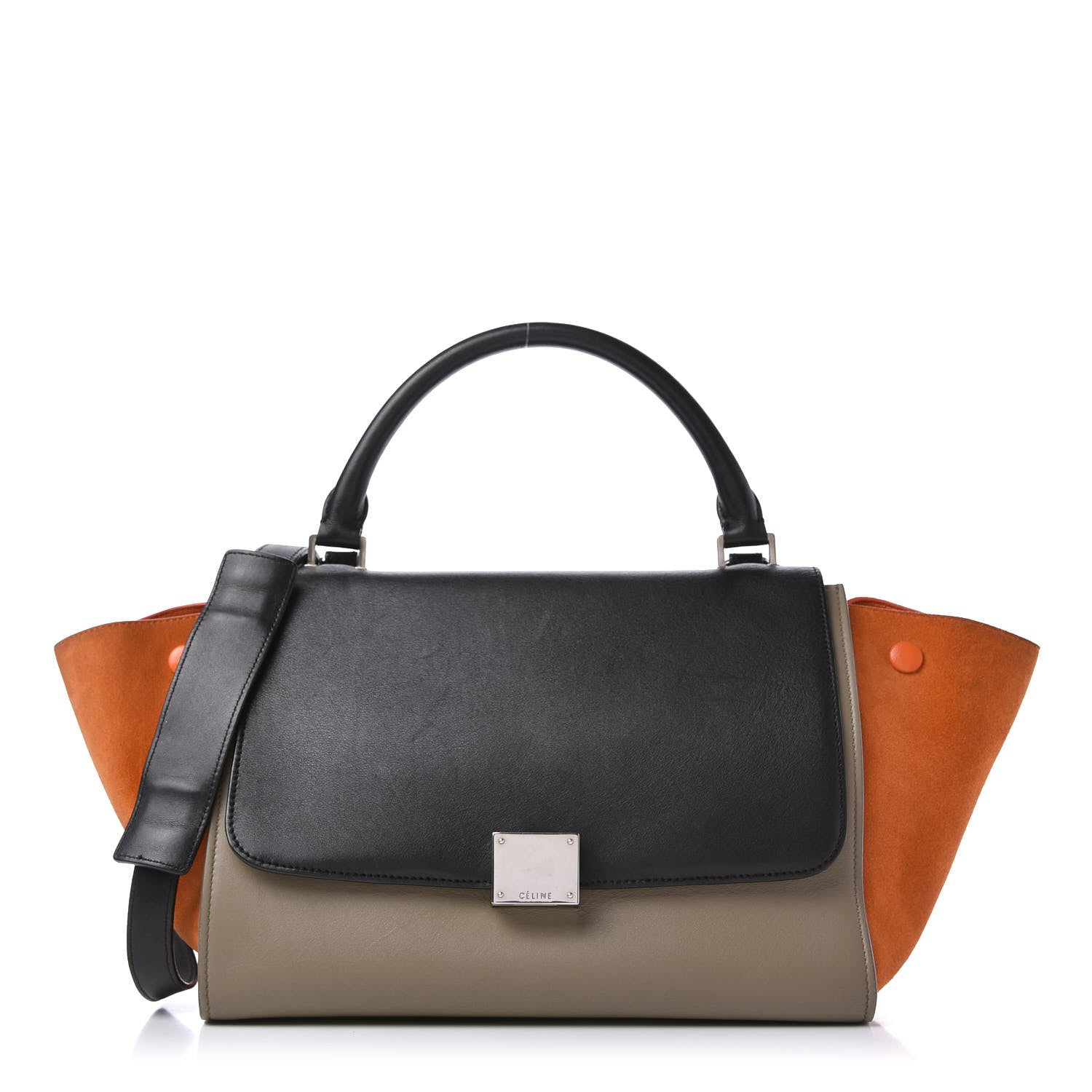 Celine Smooth Calfskin Suede Small Tri-Color Trapeze Orange 1 of 12