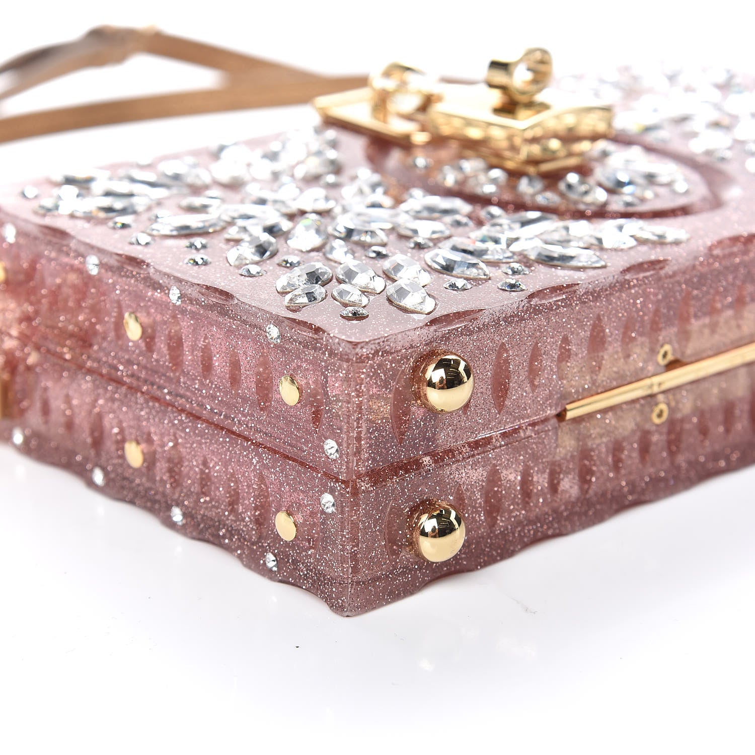 Dolce & Gabbana Crystal Embellished Plexiglass Dolce Box Clutch Pink 7 of 9