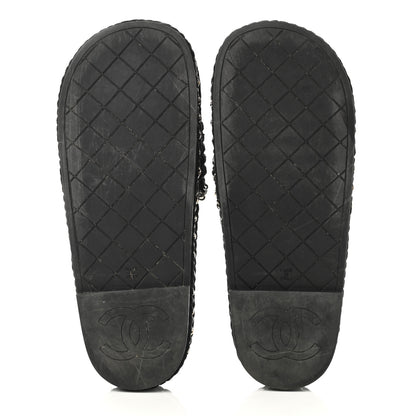 Chanel Cord Braided Chain Slide Sandals 37 Black 5 of 11