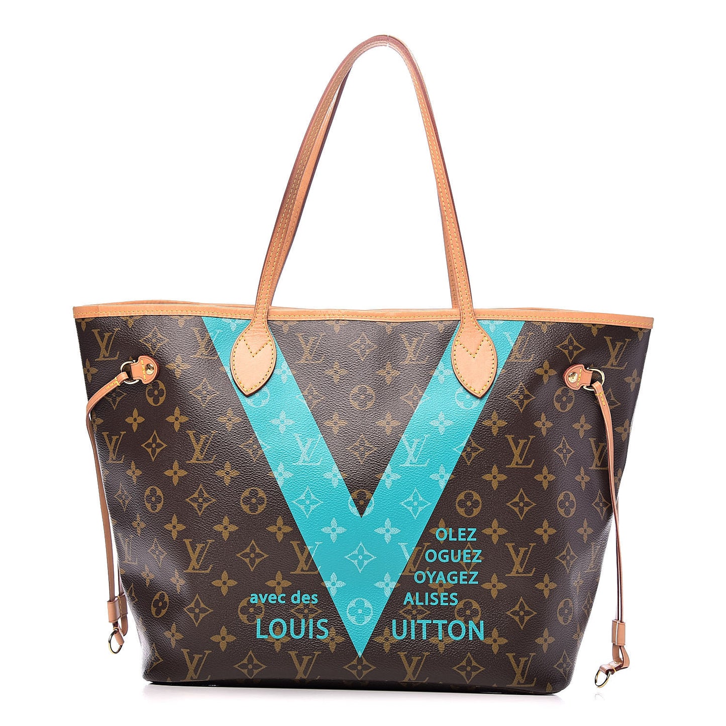 Monogram V Neverfull MM Turquoise