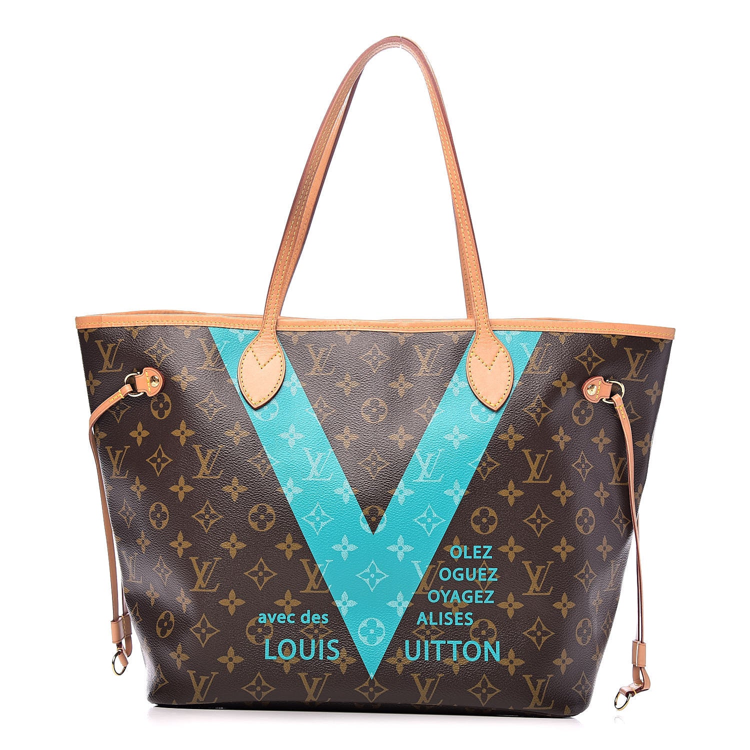 Louis Vuitton Monogram V Neverfull MM Turquoise 1 of 10