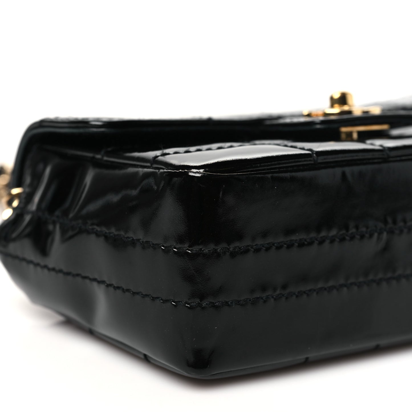 Patent Quilted Mini Chocolate Bar Flap Black