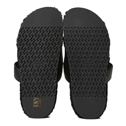 Hermes Calfskin Woolskin Womens Chypre Sandals 40 Black 5 of 8