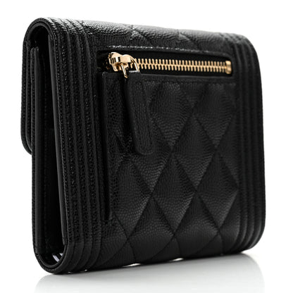Chanel Caviar Quilted Compact Boy Wallet Black 3 of 10