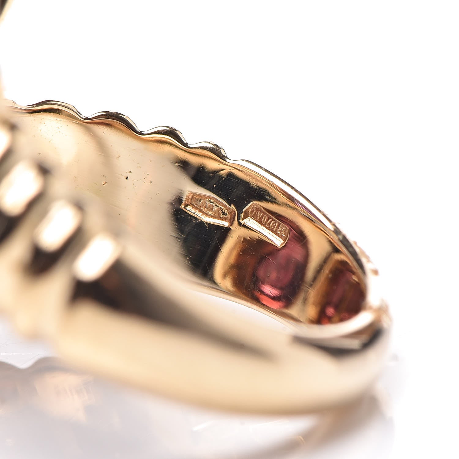 Bulgari 18K Yellow Gold Amethyst Pink Tourmaline Bypass Ring 51 5.75 9 of 12