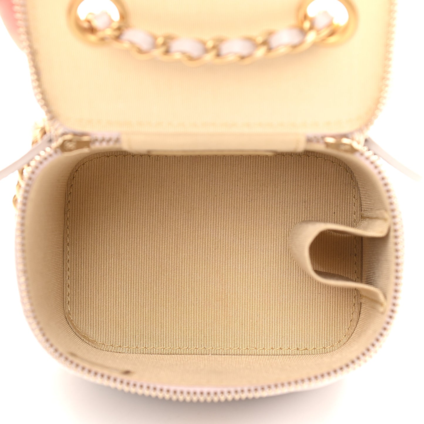 Lambskin Quilted Pearl Crush Mini Vanity Case With Chain Light Purple