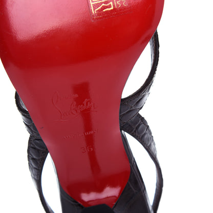 Christian Louboutin Calfskin Crocodile Embossed Taralita 85 Thong Sandals 36 Brown 9 of 9