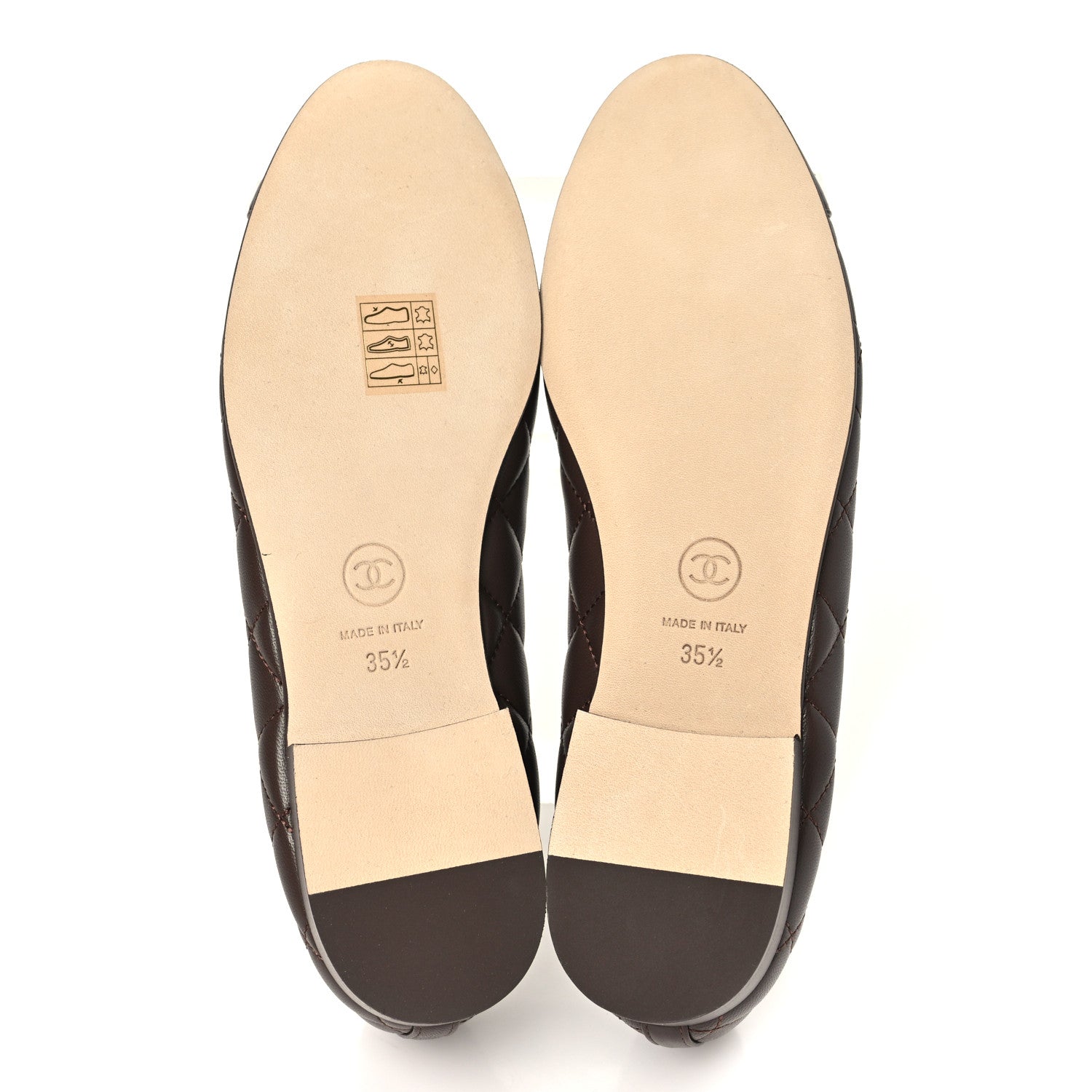 Chanel Lambskin Quilted CC Cap Toe Ballerina Flats 35.5 Brown 6 of 10