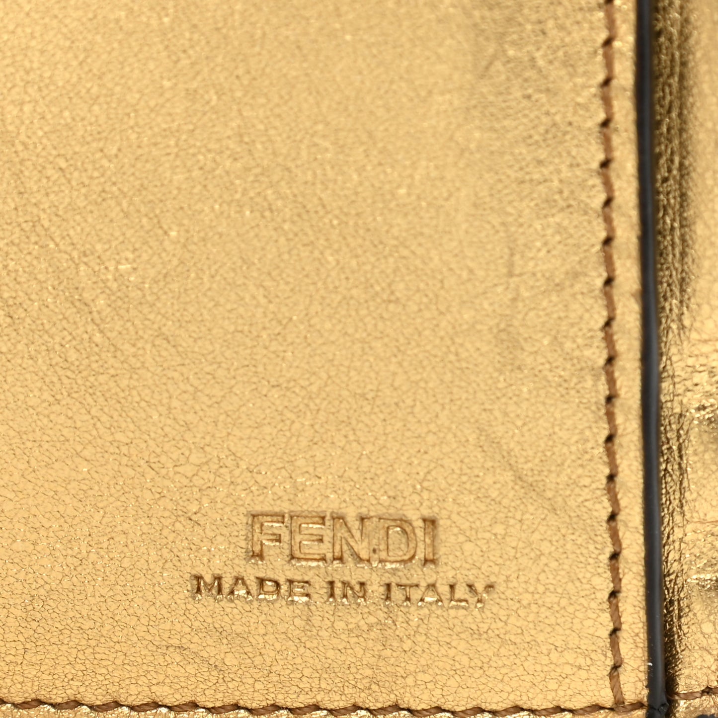 Vitello Catalan Mirror FF 1974 Embossed Medium Wallet Gold