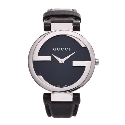 Gucci Stainless Steel Calfskin 37mm Interlocking G Quartz Watch Black 1 of 8