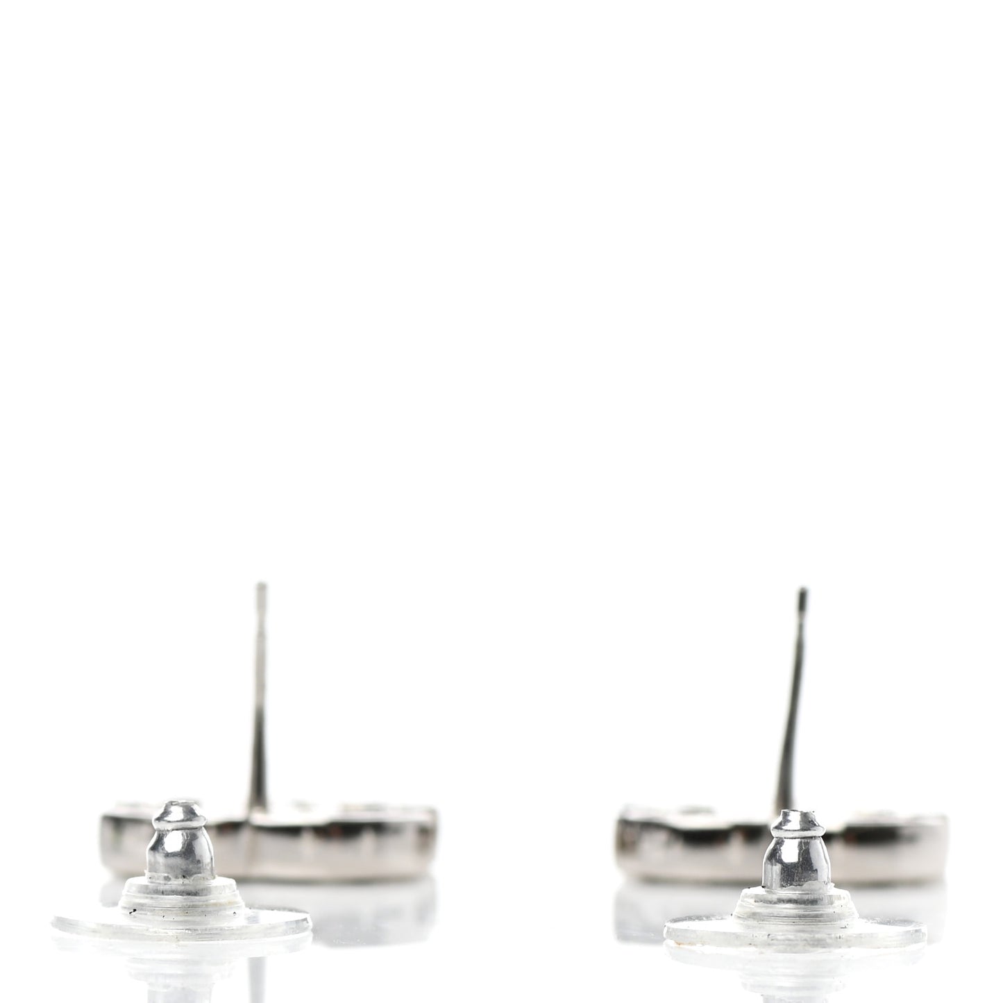 Baguette Crystal CC Earrings Silver Grey