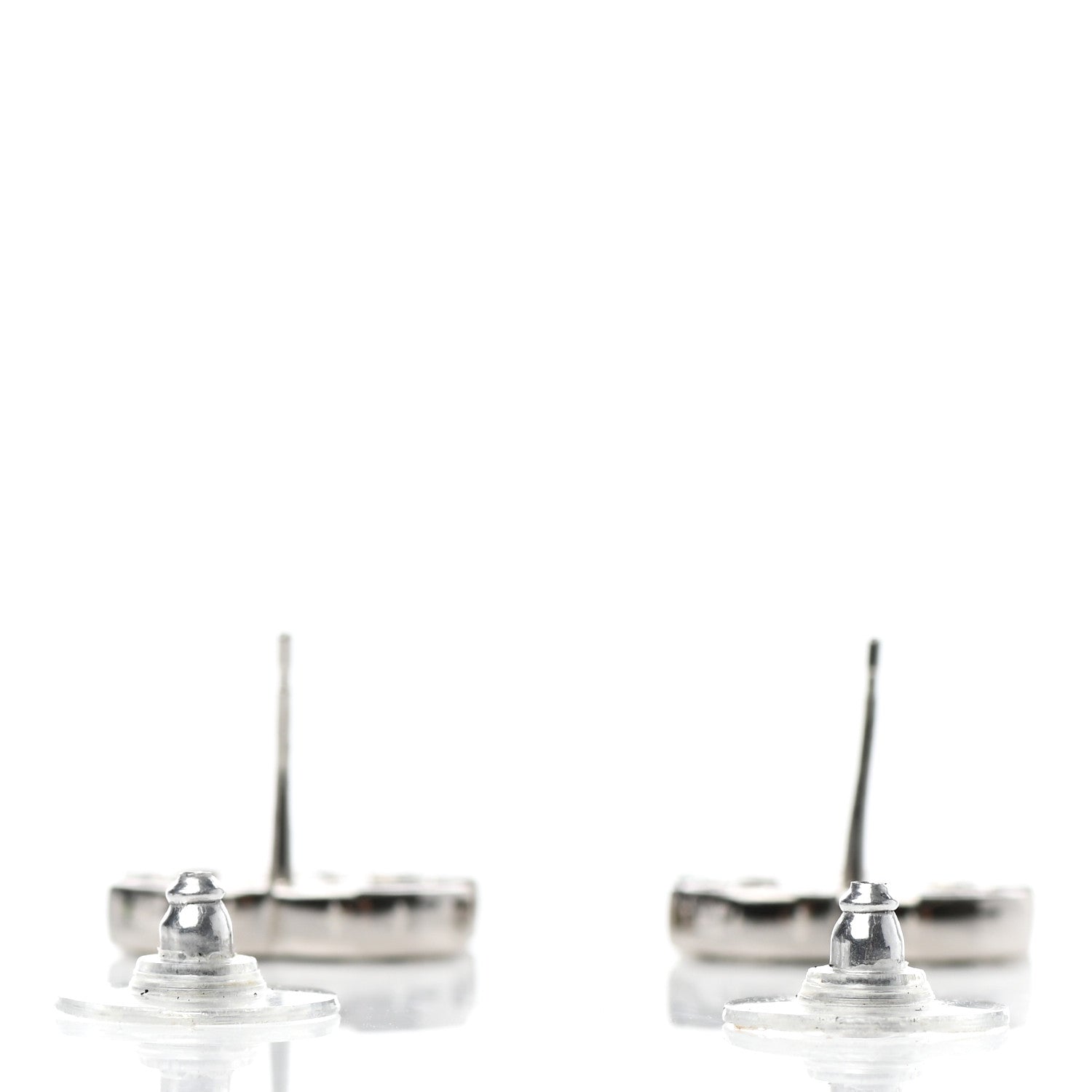 Chanel Baguette Crystal CC Earrings Silver Grey 3 of 4