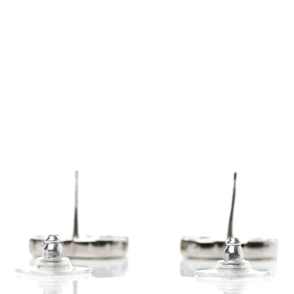 Chanel Baguette Crystal CC Earrings Silver Grey 3 of 4