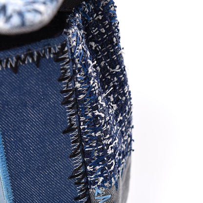 Chanel Denim Tweed Patchwork Jumbo Single Flap Blue 10 of 13