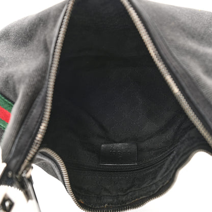 Gucci Denim Web Small Clasp Hobo Black 6 of 13