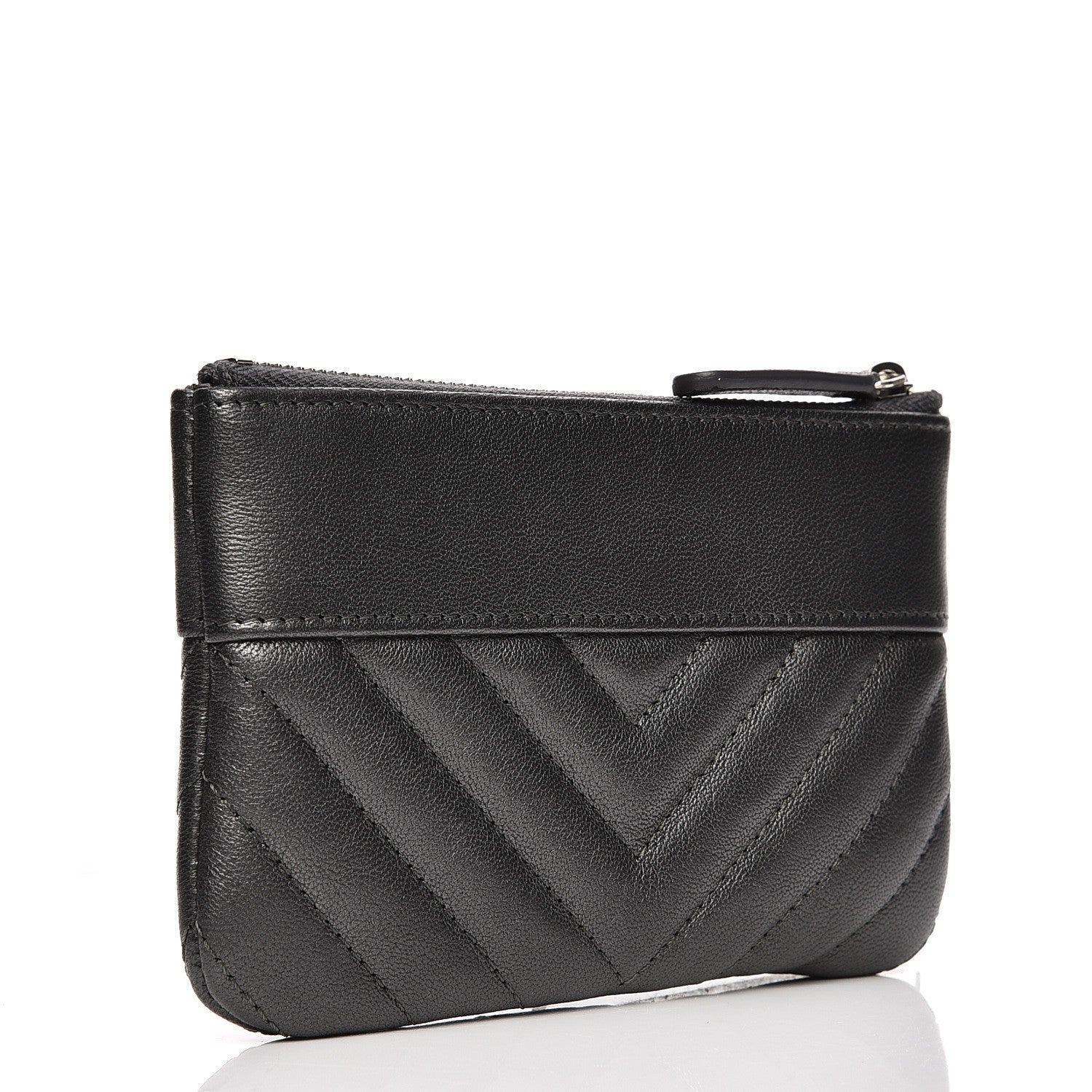 Chanel Metallic Sheepskin Quilted Small Pouch Dark Silver 3 of 8