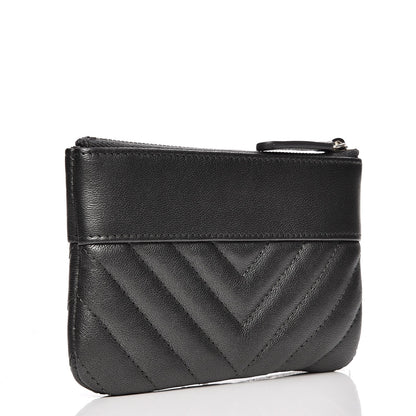 Chanel Metallic Sheepskin Quilted Small Pouch Dark Silver 3 of 8