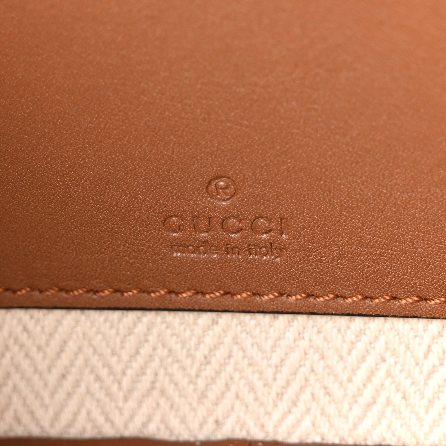 GG Supreme Monogram Textured Calfskin Emblem Mini Crossbody Beige Dark Brown