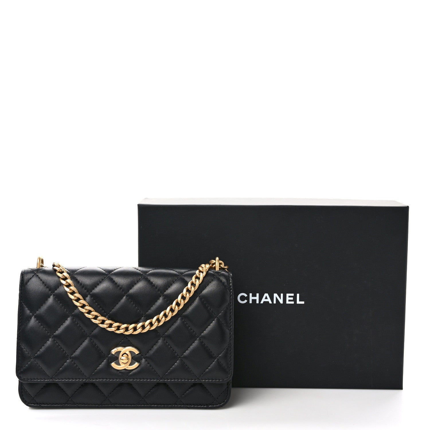 Chanel Lambskin Quilted Sweet Camellia Wallet on Chain WOC Black 11 of 11