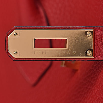 Hermes Taurillon Clemence Horseshoe Birkin 35 Rouge Casaque Black 9 of 40