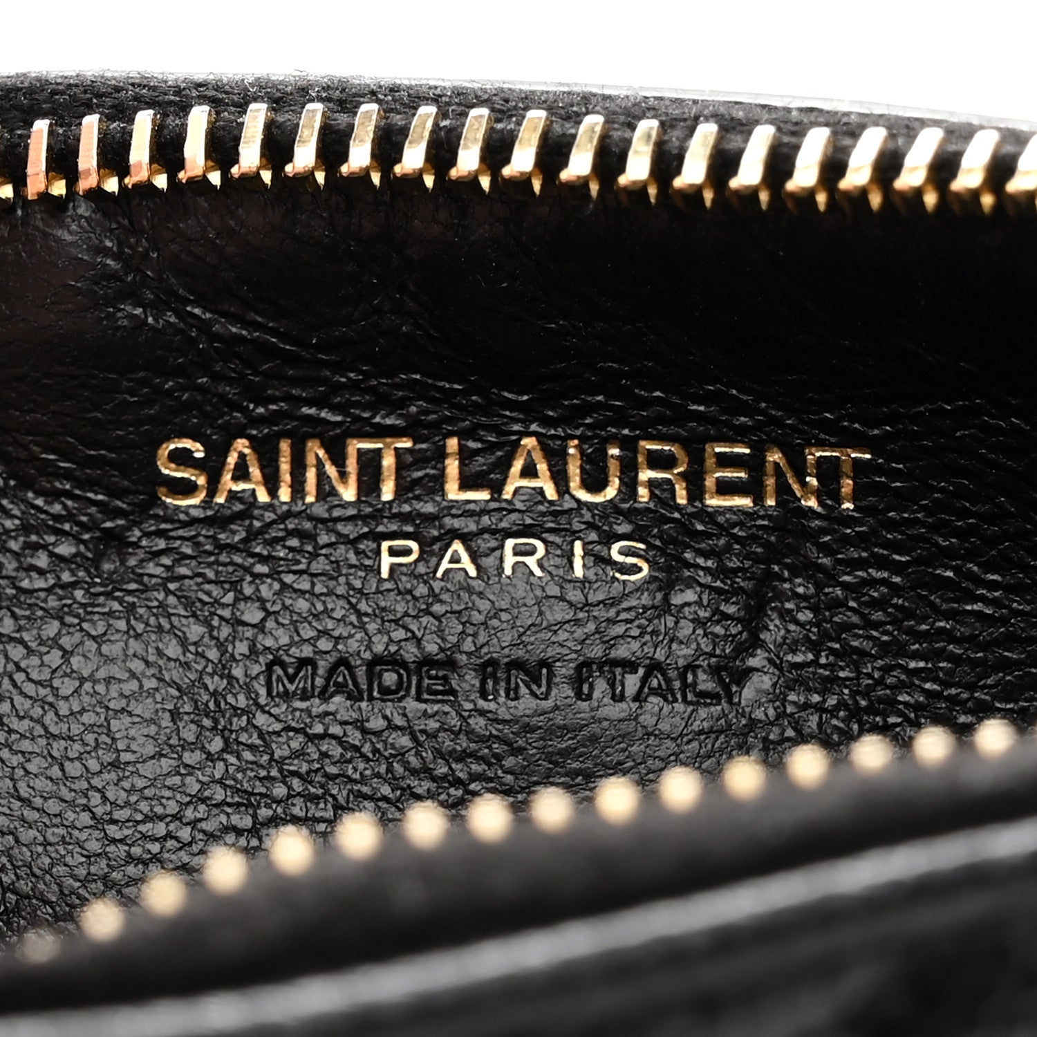 Saint Laurent Grain De Poudre Matelasse Chevron Monogram Fragments Zippered Card Case Black 6 of 8
