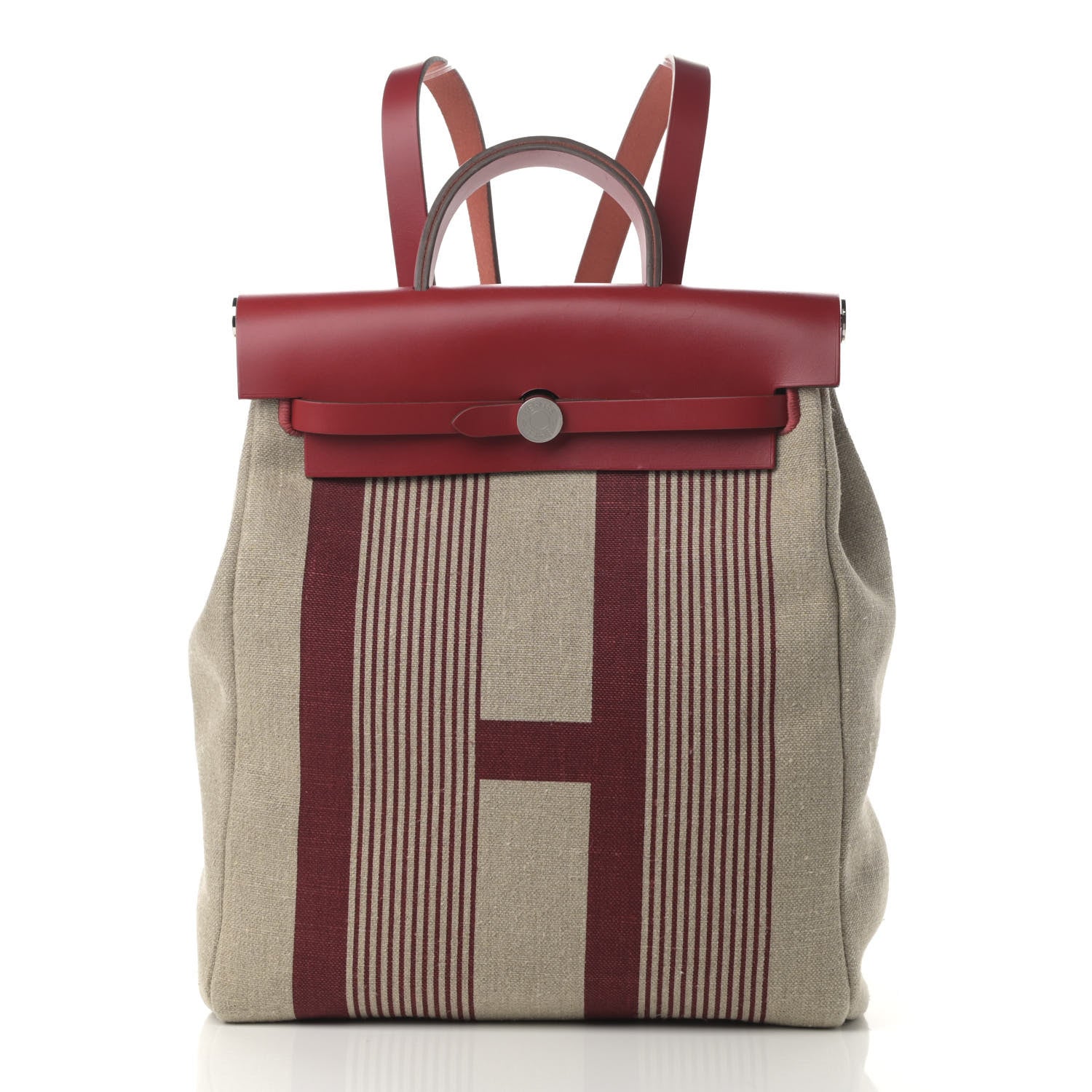 Hermes Vache Hunter Toile H Vibration Herbag a Dos Retourne Backpack Bordeaux Ficelle Rouge Piment 2 of 13