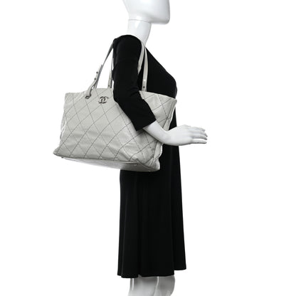 Chanel Glazed Calfskin Large On The Road Tote Light Grey 2 of 14
