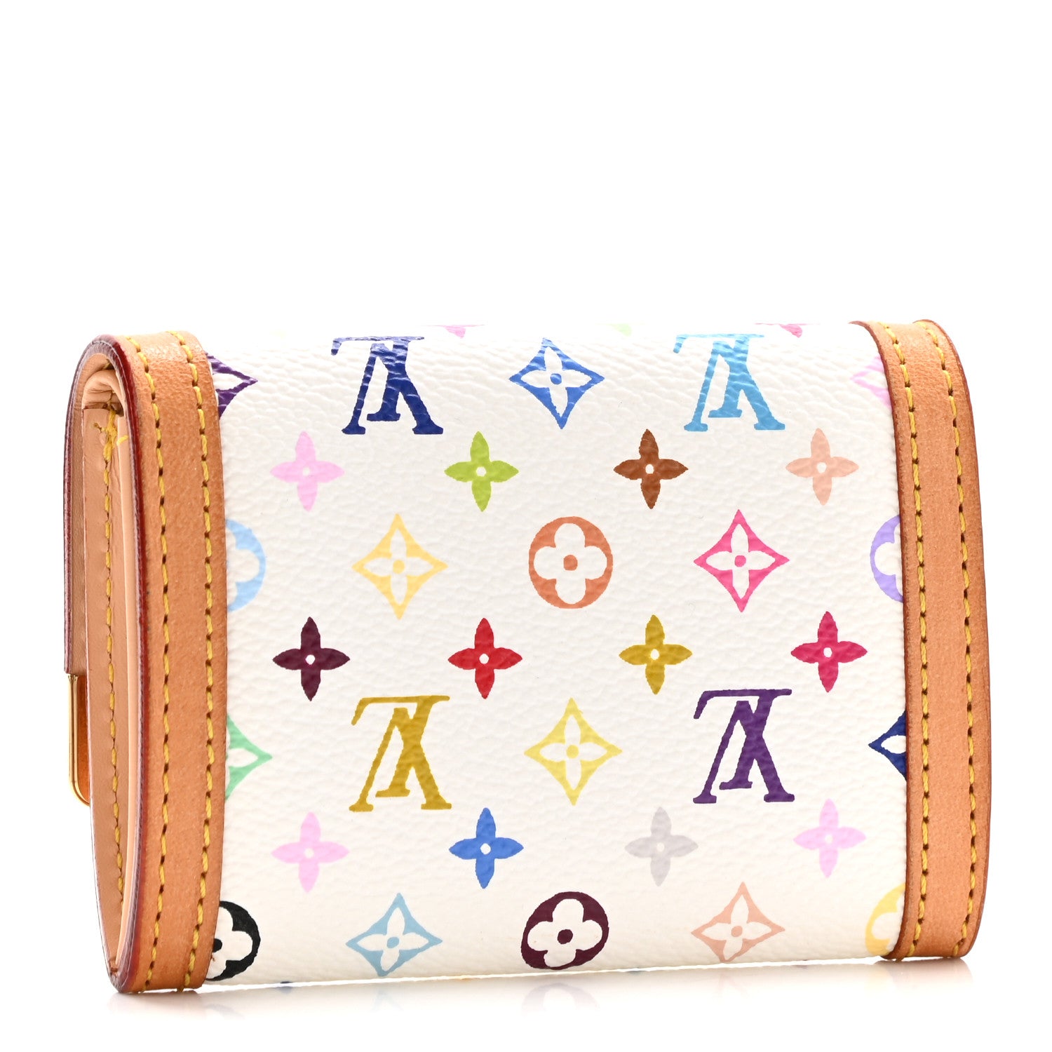Louis Vuitton Monogram Multicolor Porte-Monnaie Plat Coin Purse White 3 of 9