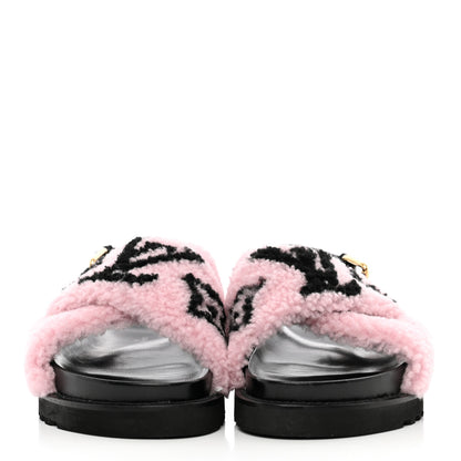Louis Vuitton Shearling Paseo Sandals 38.5 Pink 2 of 15