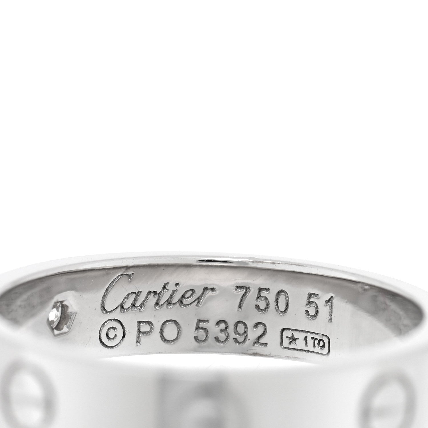Cartier 18K White Gold Diamond 4mm LOVE Wedding Band Ring 51 5.75 4 of 4