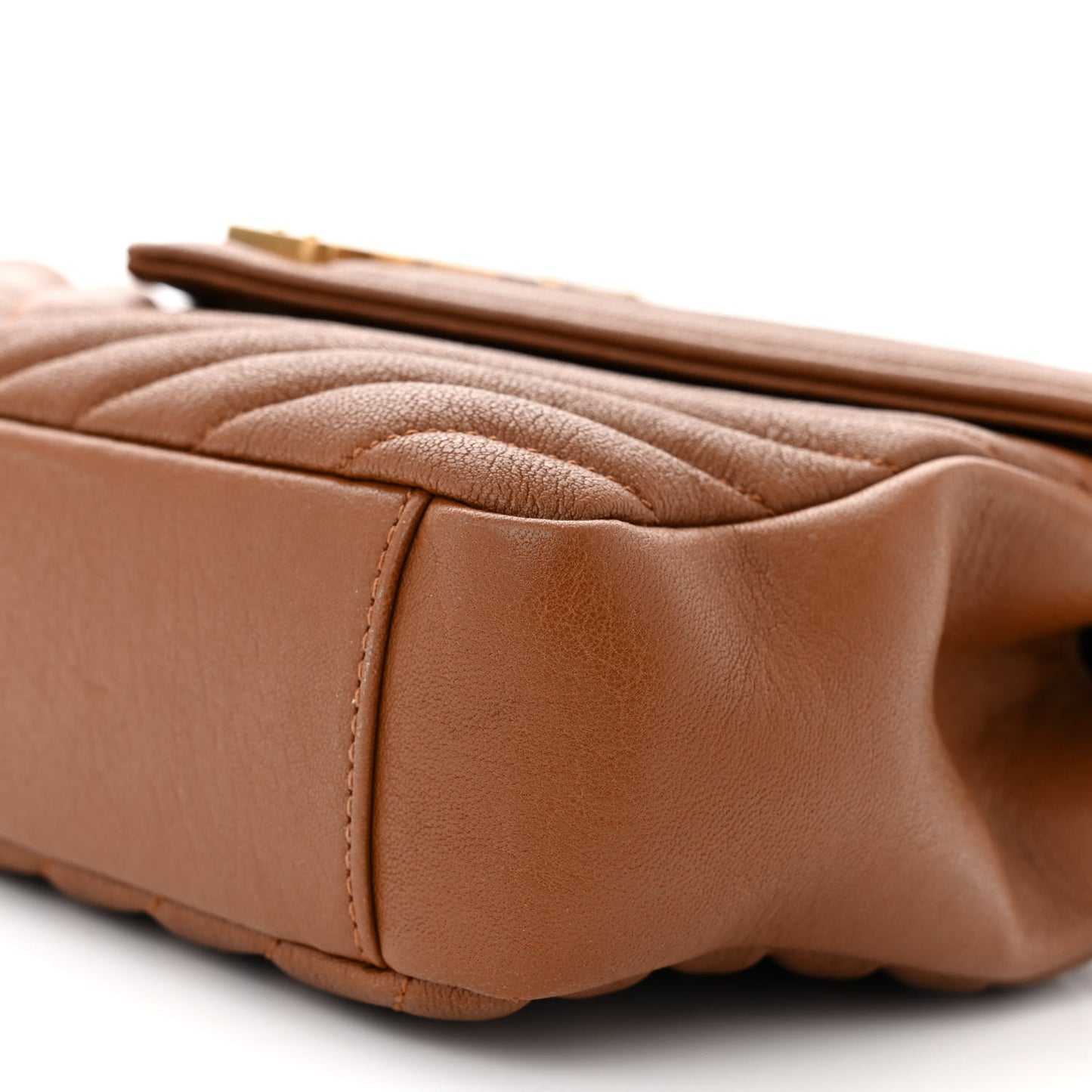 Sheepskin Matelasse Chevron Monogram Medium College Bag Brick