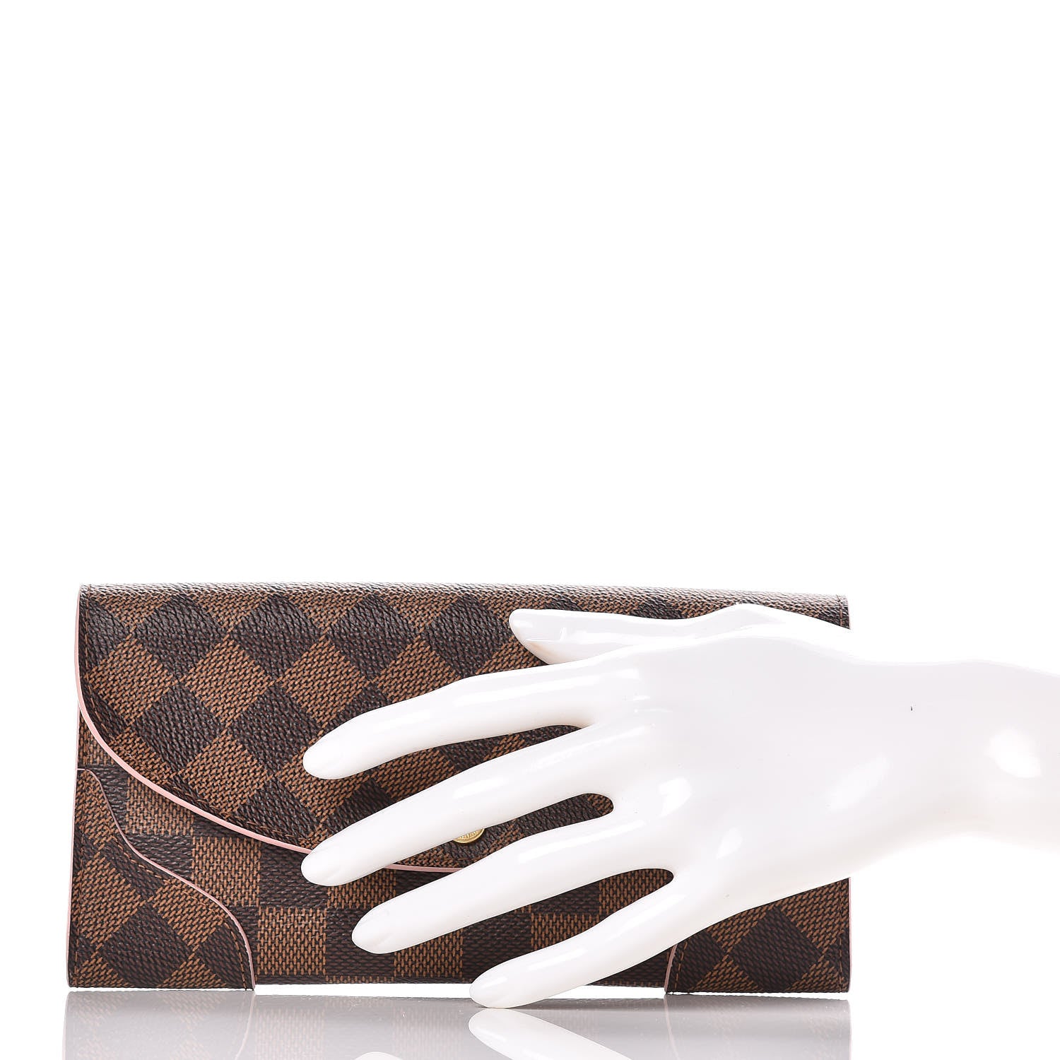 Louis Vuitton Damier Ebene Caissa Wallet Rose Ballerine 2 of 9
