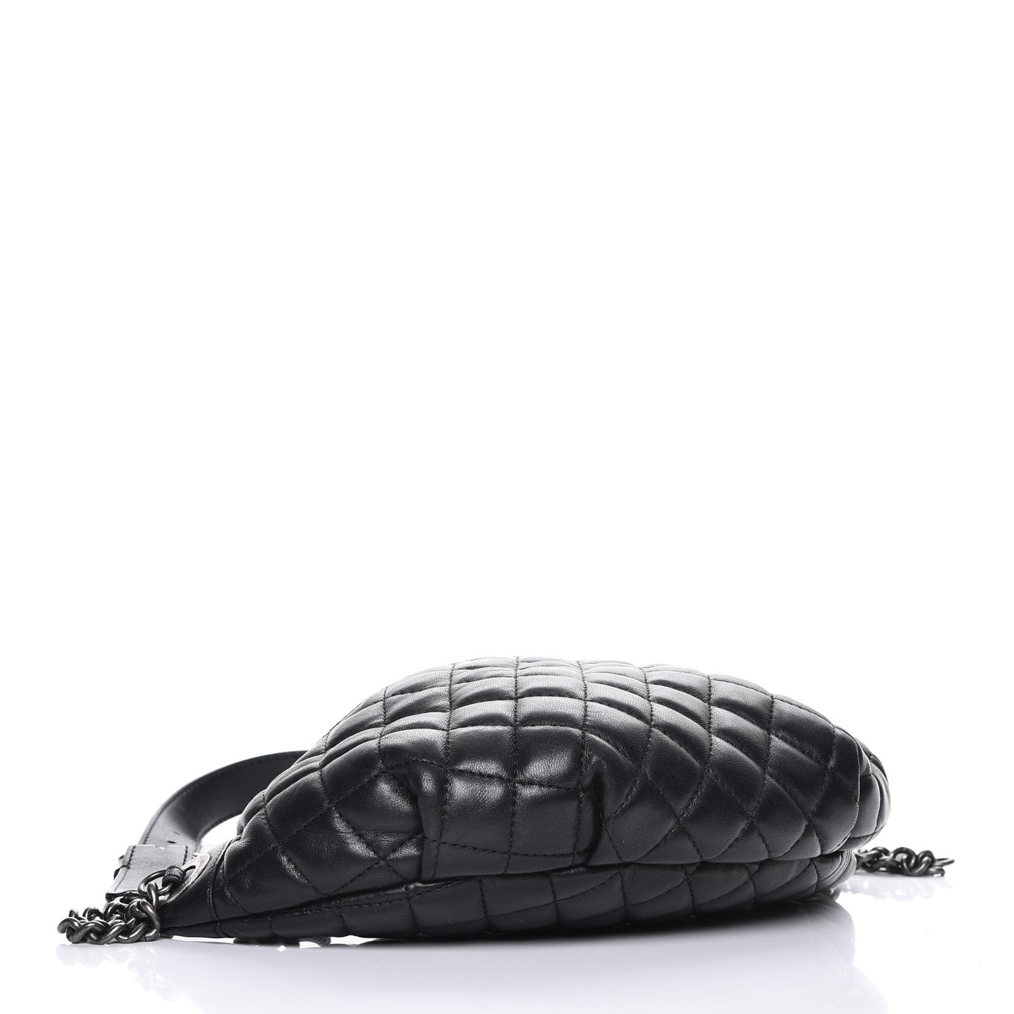 Lambskin Quilted Banane Waist Bag Fanny Pack Black