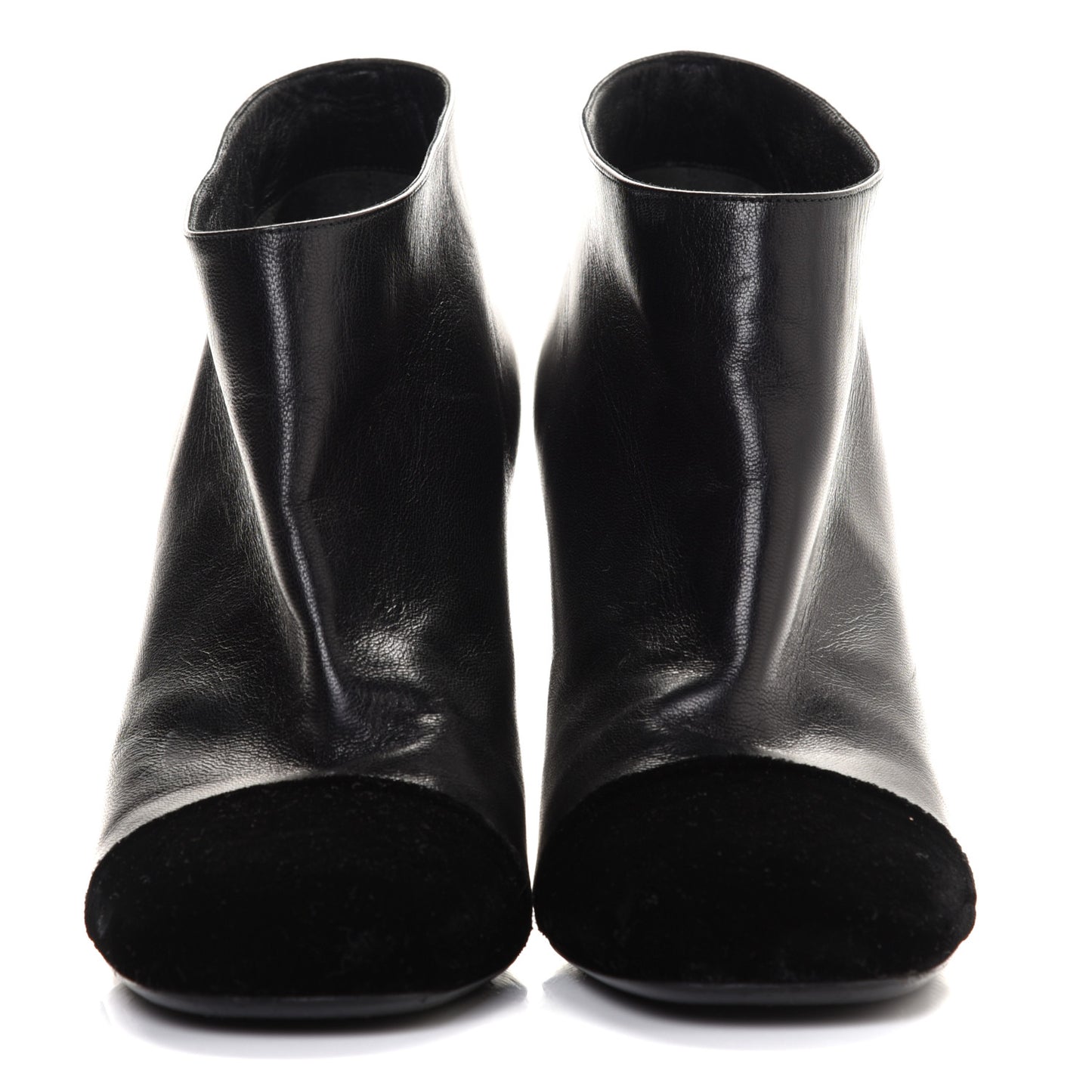 Lambskin Suede Cap Toe Short Ankle Boots 40 Black