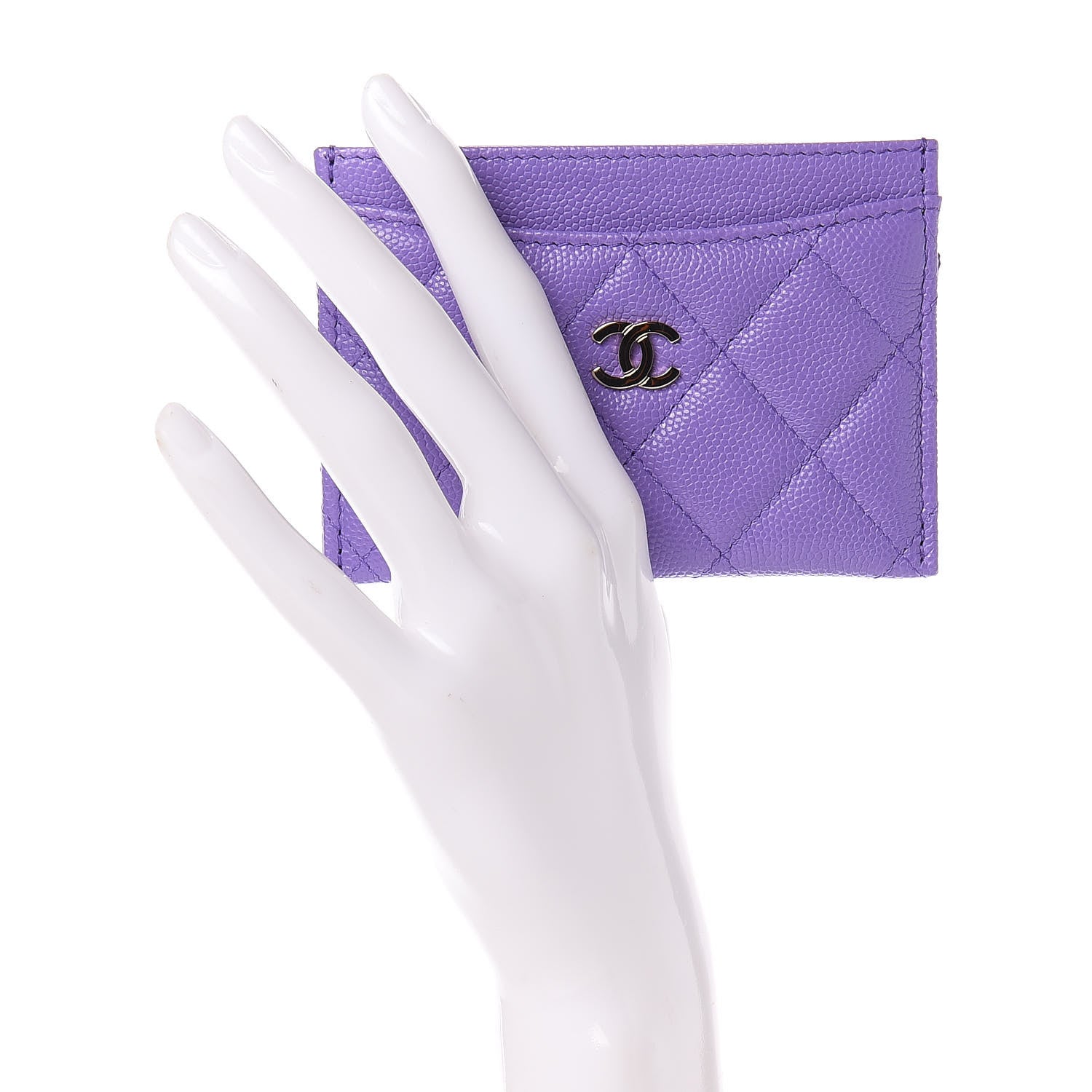 Chanel Caviar Quilted Card Holder Purple 2 of 9