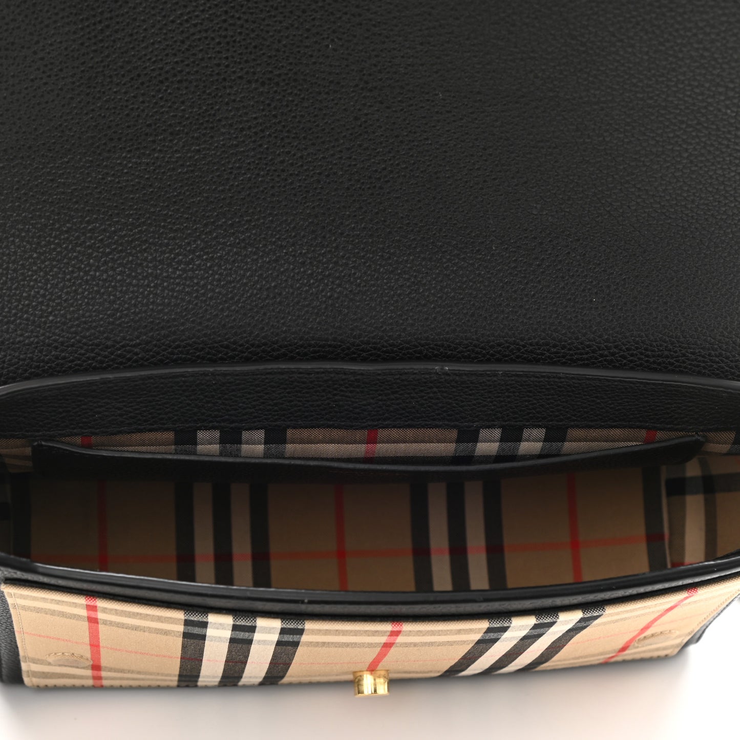 Grainy Calfskin Vintage Check Note Crossbody Bag Black