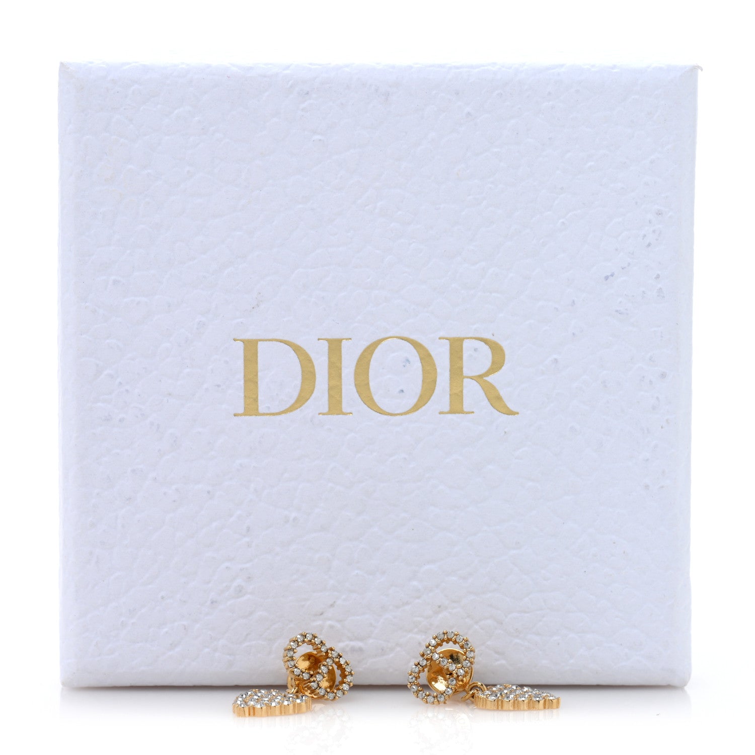 Christian Dior Crystal CD Heart Earrings Gold 5 of 5