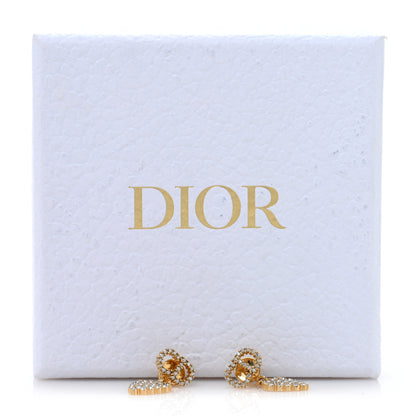 Christian Dior Crystal CD Heart Earrings Gold 5 of 5