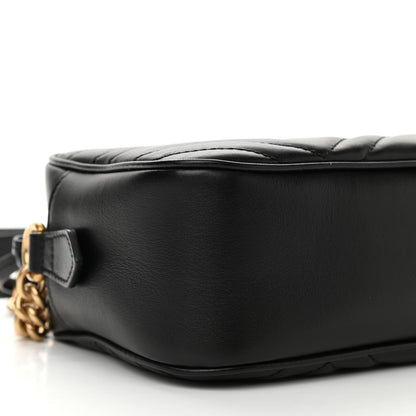 Gucci Calfskin Matelasse Small GG Marmont Chain Shoulder Bag Black 9 of 11