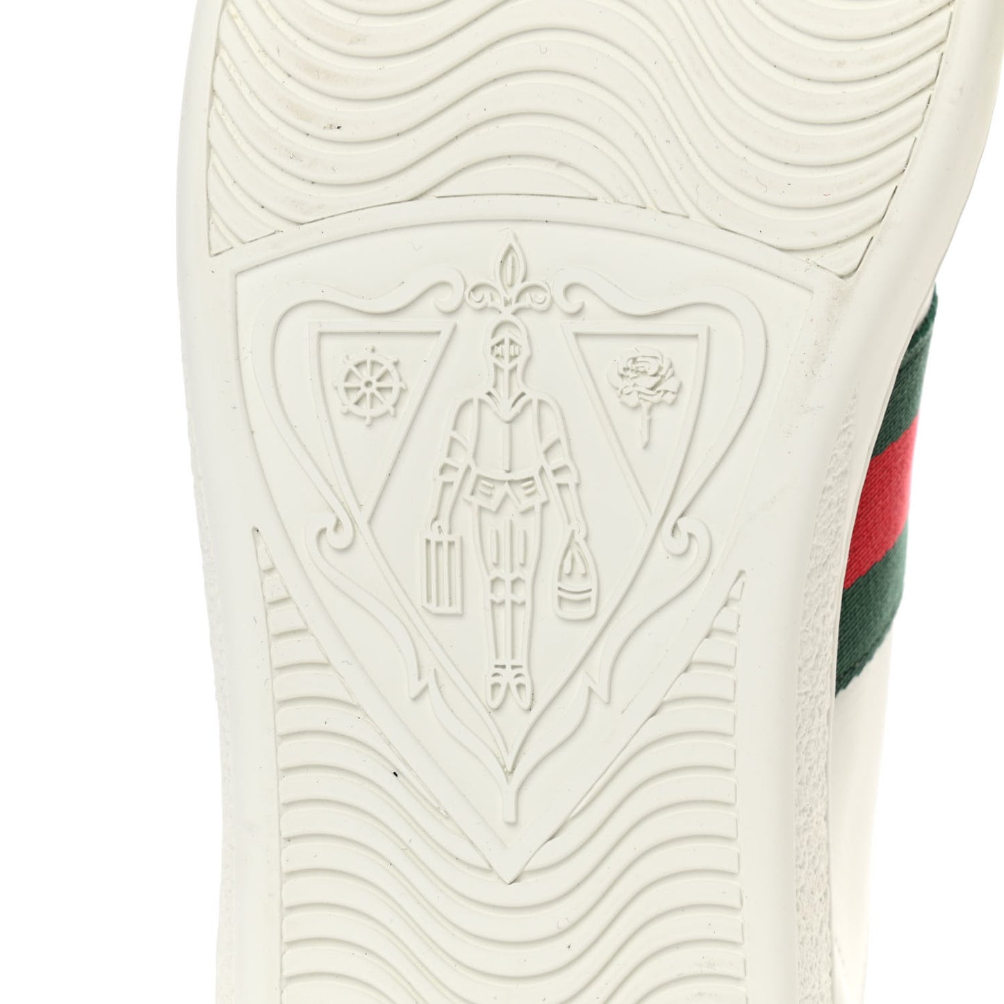 Calfskin Crocodile Web Womens Ace Sneakers 37 White Green