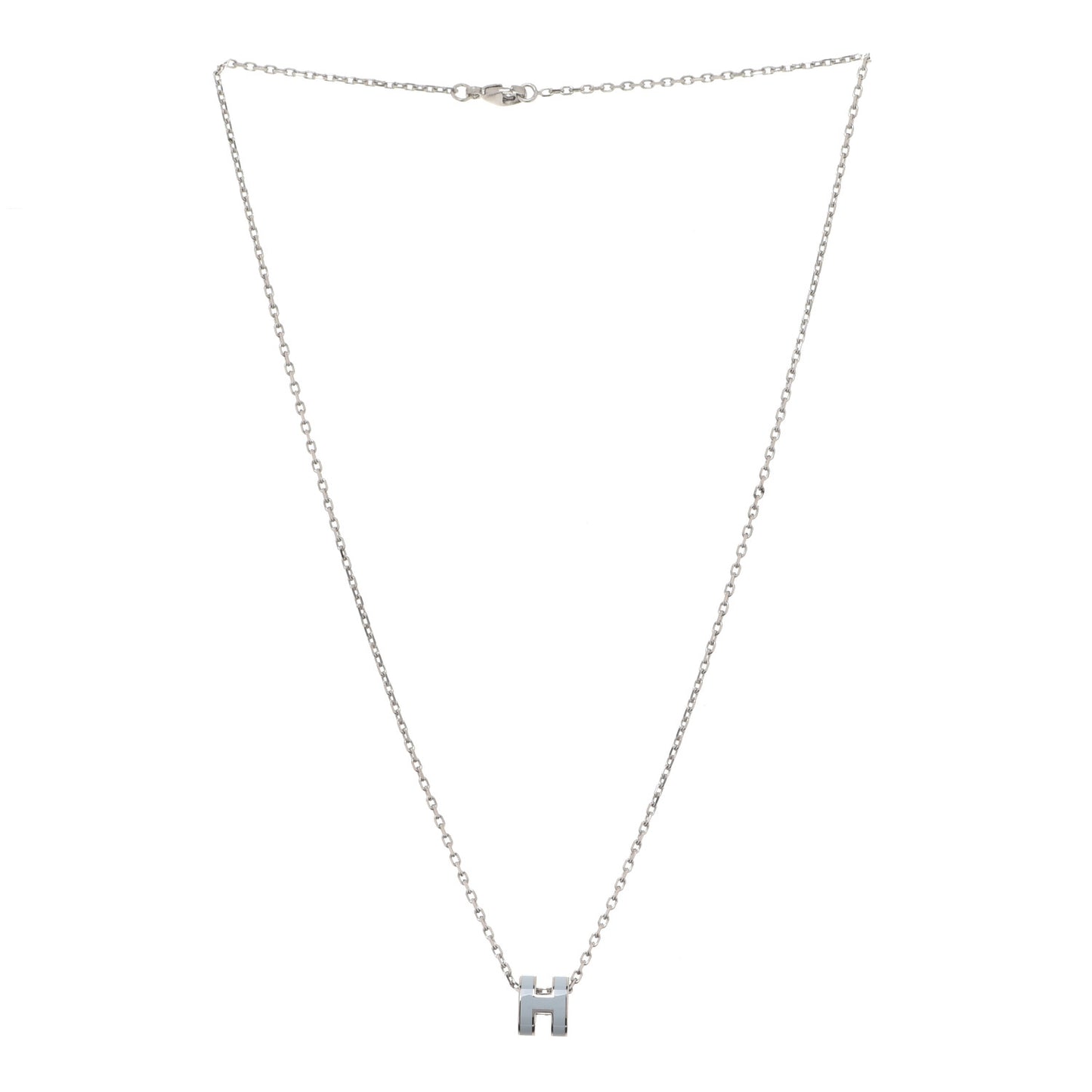 Lacquered Palladium Mini Pop H Pendant Necklace Bleu Zephyr
