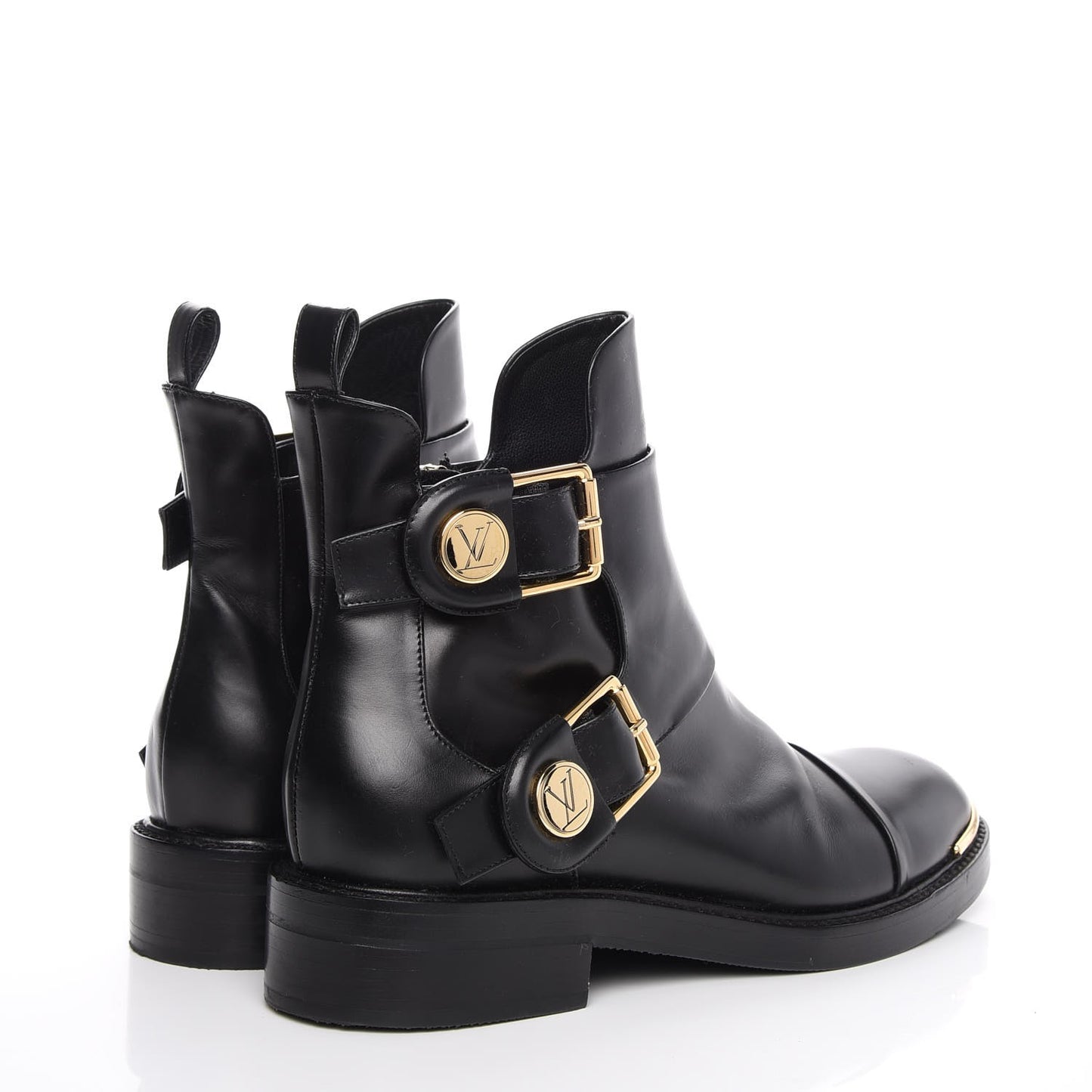 Calfskin Valley Flat Ankle Boots 37 Black