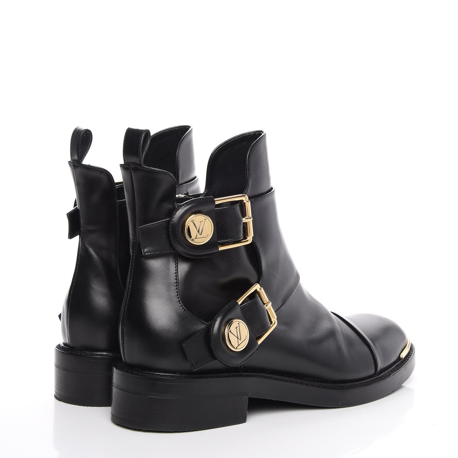 Louis Vuitton Calfskin Valley Flat Ankle Boots 37 Black 4 of 11