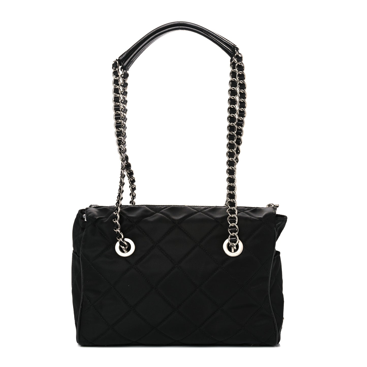 Nylon Tessuto Impuntu Quilted Shoulder Bag Black