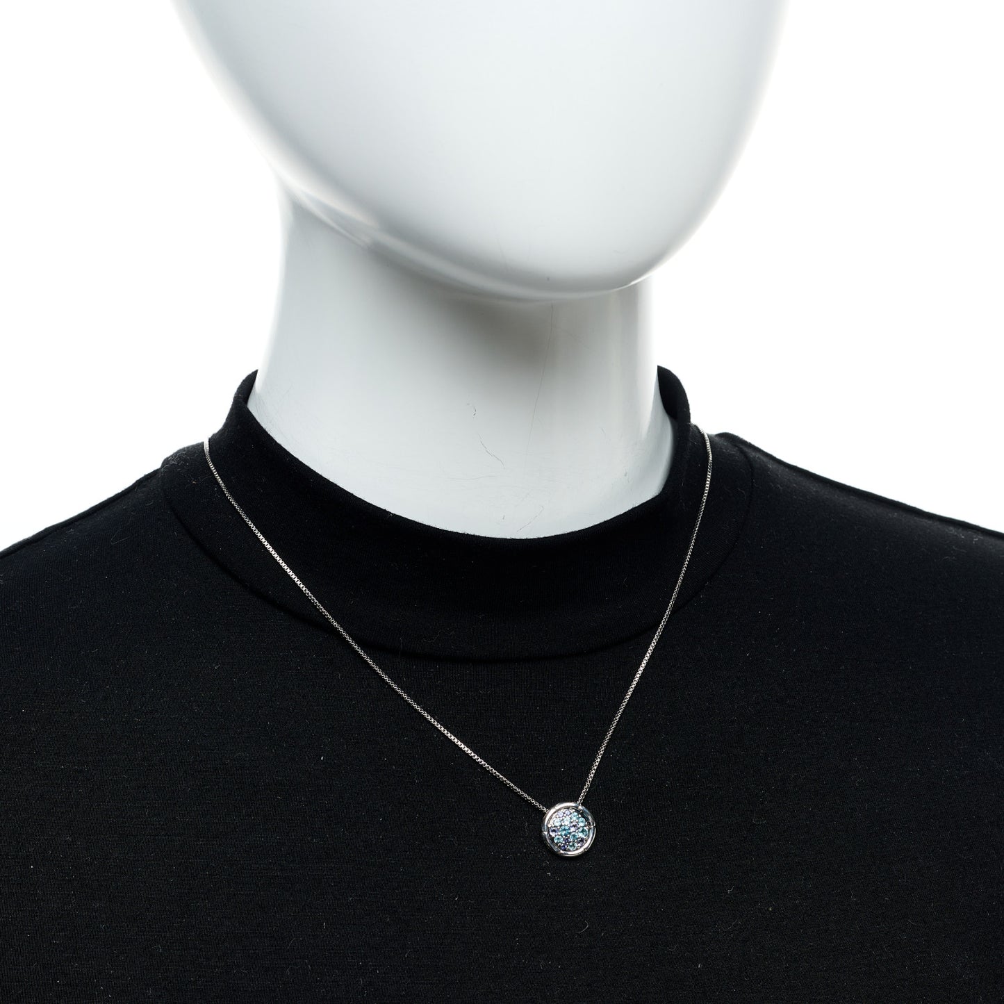 Sterling Silver Iolite Blue Topaz Small Bamboo Round Pendant Necklace