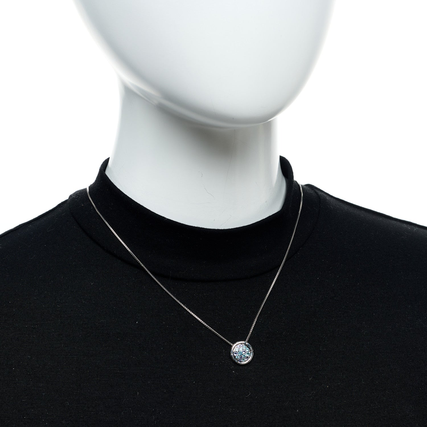 John Hardy Sterling Silver Iolite Blue Topaz Small Bamboo Round Pendant Necklace 2 of 5