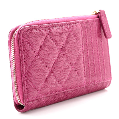 Chanel Caviar Quilted CC Zip Around Card Holder Dark Pink 3 of 10