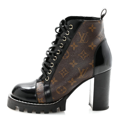 Louis Vuitton Patent Calfskin Monogram Star Trail Ankle Boots 38 Black 2 of 15